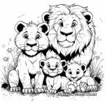 Family of Lions Printable Coloring Pages 3