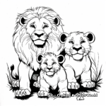 Family of Lions Printable Coloring Pages 4