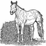 Farm Horse and Haystack Coloring Pages 1
