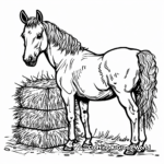 Farm Horse and Haystack Coloring Pages 3