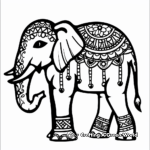 Festive Decorated Tribal Elephant Coloring Pages 2