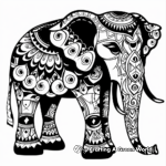 Festive Decorated Tribal Elephant Coloring Pages 3