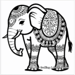 Festive Decorated Tribal Elephant Coloring Pages 4