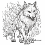 Fierce Fire Elemental Wolf Coloring Pages 3