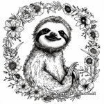 Floral Surroundings and Baby Sloth Color Pages 1