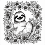 Floral Surroundings and Baby Sloth Color Pages 2