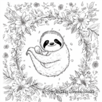 Floral Surroundings and Baby Sloth Color Pages 3