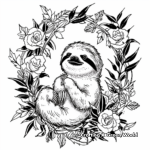 Floral Surroundings and Baby Sloth Color Pages 4