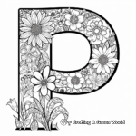 Floral-themed Letter P Coloring Pages 1