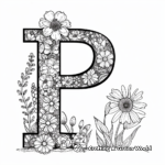 Floral-themed Letter P Coloring Pages 3