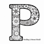 Floral-themed Letter P Coloring Pages 4