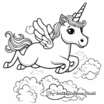 Flying Unicorn Above the Clouds Coloring Pages 1