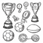Football Trophies and Medals Coloring Pages 1