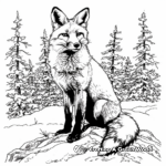 Forest Landscape with Red Fox Coloring Pages 1