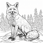 Forest Landscape with Red Fox Coloring Pages 2
