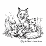Fox and Wolf Family Coloring Pages: Male, Female, and Cubs 1