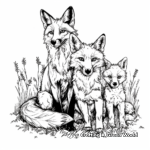Fox and Wolf Family Coloring Pages: Male, Female, and Cubs 3