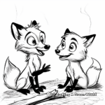 Fox and Wolf Interaction Coloring Pages 1