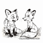 Fox and Wolf Interaction Coloring Pages 2