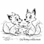 Fox and Wolf Interaction Coloring Pages 4