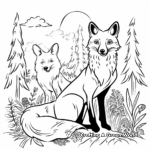 Fox in the Wild: Forest-Scene Coloring Pages 1