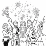 Frozen Characters Celebrating: Celebration-Scene Coloring Pages 2