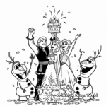 Frozen Characters Celebrating: Celebration-Scene Coloring Pages 3