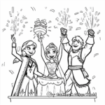 Frozen Characters Celebrating: Celebration-Scene Coloring Pages 4