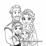 Frozen Family Coloring Pages: Elsa, Anna, and Parents 1