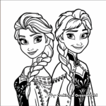 Frozen Fever Anna and Elsa Coloring Pages 4