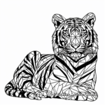 Geometric-Inspired Bengal Tiger Coloring Pages 1