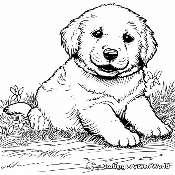 Golden Retriever Puppy Coloring Pages - Free & Printable!