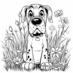 Great Dane Puppy in the Garden Coloring Pages 4
