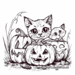Halloween Pumpkin and Cat Coloring Pages 2