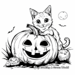 Halloween Pumpkin and Cat Coloring Pages 4