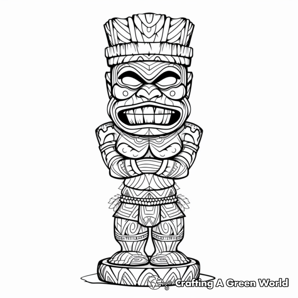 Tiki Totem Serpent Tete Coloring Hugolescargot Kopf Pole Carving Masque 