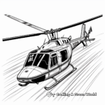 Helicopter in Action: Mid-Air Scene Coloring Pages 3