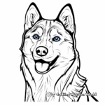 Husky Face Coloring Pages with Striking Blue Eyes 2