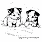 Husky Puppies In The Snow Coloring Pages 1