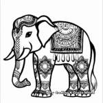 Indian Style Tribal Elephant Coloring Pages 2