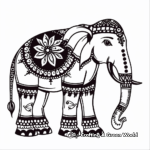 Indian Style Tribal Elephant Coloring Pages 3