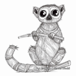 Intricate Bamboo Lemur Coloring Pages for Adults 3