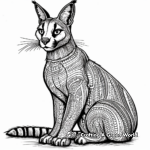 Intricate Caracal Coloring Pages for Adults 3