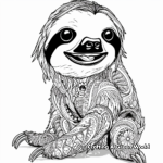 Intricate Detailed Baby Sloth Coloring Pages for Adults 1