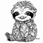 Intricate Detailed Baby Sloth Coloring Pages for Adults 2