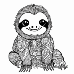 Intricate Detailed Baby Sloth Coloring Pages for Adults 3