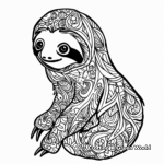 Intricate Detailed Baby Sloth Coloring Pages for Adults 4