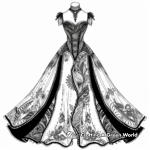 Intricate Mardi Gras Gowns Coloring Pages 3