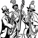 Jazz Musicians at Mardi Gras Coloring Pages 2