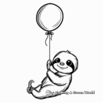 Joyful Baby Sloth with Balloon Coloring Pages 1